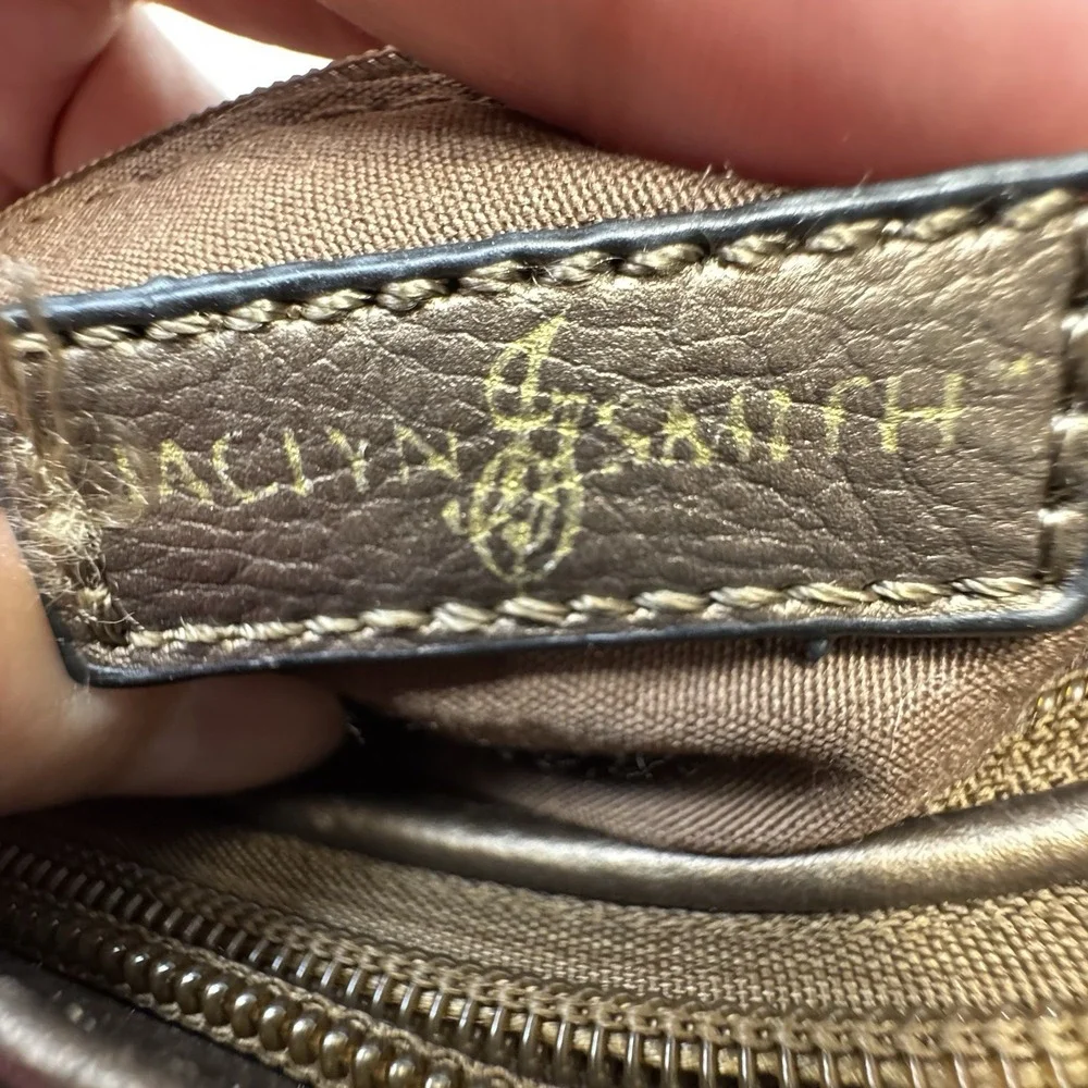 Jaclyn Smith Thread Stitch Detail Purse Strap Brown Bronze Faux Leather Bag
